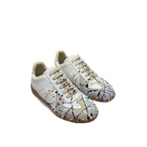 Maison Margiela ink-splashed style white shoes