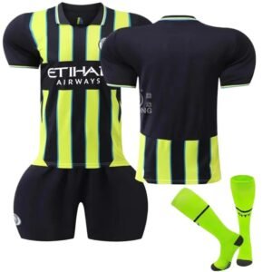 MCFC yellow and black striped football jersey