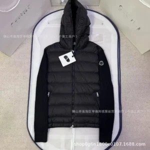 Moncler black hooded down jacket