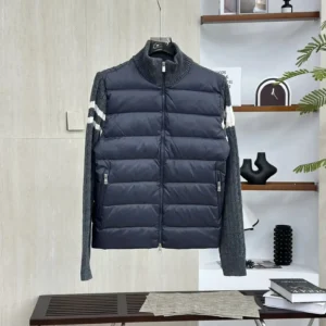 Moncler Fashion Patchwork Dark Blue Down Jacket