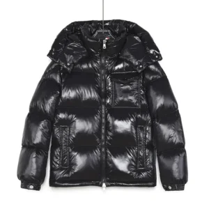 Moncler shiny black down jacket