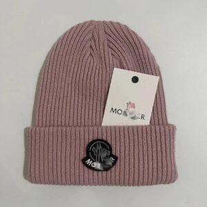 Moncler simple-style pink knitted hat