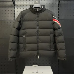 Moncler striped casual style black down jacket