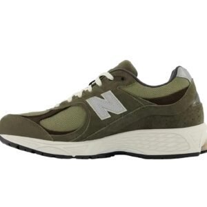 New Balance retro-style olive green sports shoes