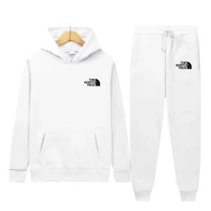 North Face minimalist style white sweatshirt suit