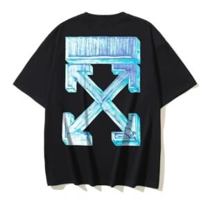Off - White Arrow Print Black T - Shirt