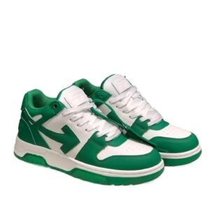 Off-White green and white color-blocking casual shoes