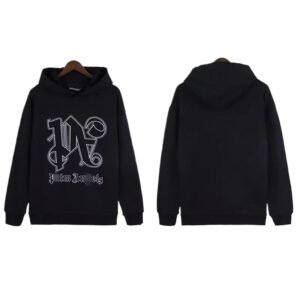 Palm Angels Gothic-style Black Hoodie