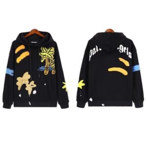 Palm Angels Graffiti Style Black Hoodie