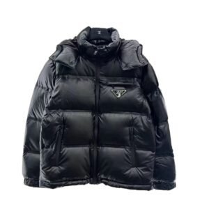 Prada triangle logo black down jacket