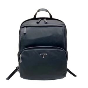 Prada's classic minimalist style black backpack