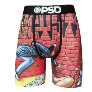 PSD graffiti-style red-bottomed shorts