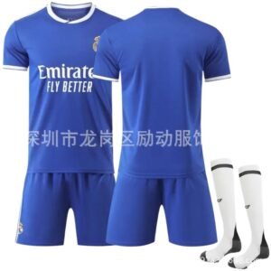 Real Madrid blue football kit set.