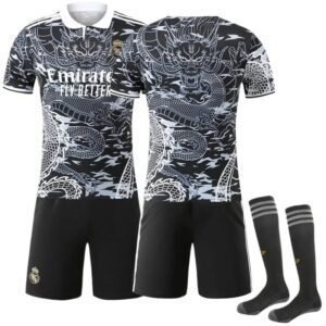 Real Madrid Dragon Pattern Trendy Black Jersey