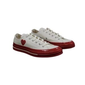 Red and White Canvas Shoes of CDG Heart Series