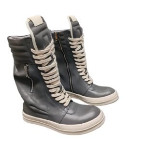 Rick Owens dark - style high - top gray boots