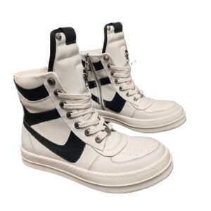 Rick Owens high-top black and white trendy shoes