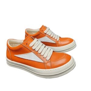 Rick Owens orange and white spliced casual shoes