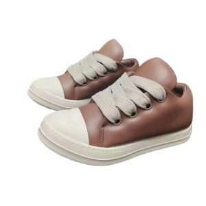 Rick Owens retro-style brown and white color-blocked shoes