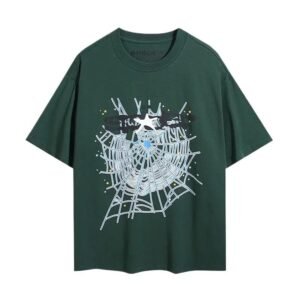 Sp5der Spider Web Print Dark Green T-shirt