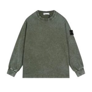 Stone Island retro-style olive green sweatshirt