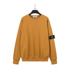 Stone Island Solid Color Casual Yellow Sweatshirt