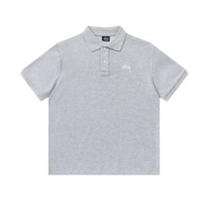 Stussy Basic Simple Gray Polo Shirt