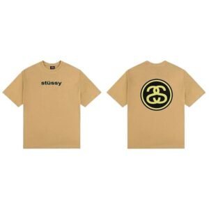 Stussy basic style simple khaki T-shirt