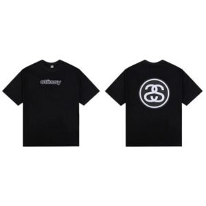 Stussy classic simple style black T-shirt