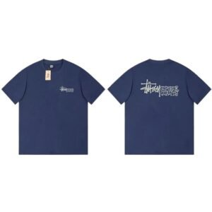 Stussy classic simple style navy blue T-shirt