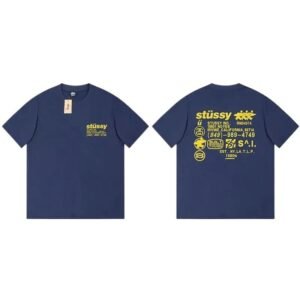 Stussy classic style trendy dark blue T-shirt