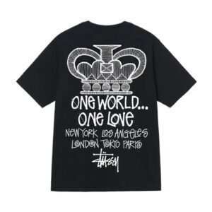 Stussy crown print style black T-shirt