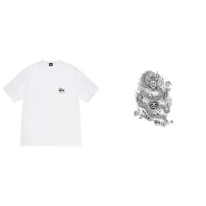 Stussy Dragon Pattern Chinese Style White T-shirt