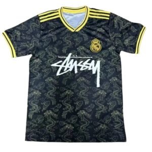 Stussy dragon pattern retro-style black T-shirt