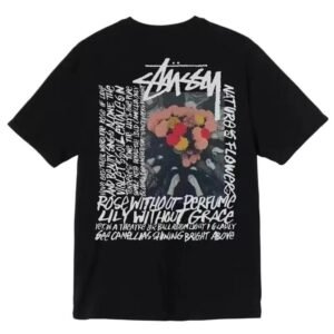 Stussy floral print style black T-shirt