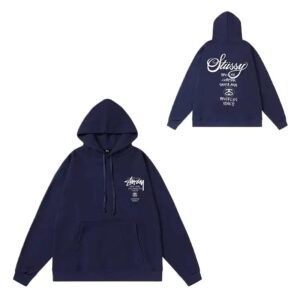 Stussy minimalist style navy blue hoodie