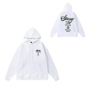 Stussy minimalist style white hoodie