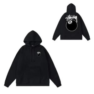 Stussy No.8 Ball Trendy and Cool Style Black Sweatshirt