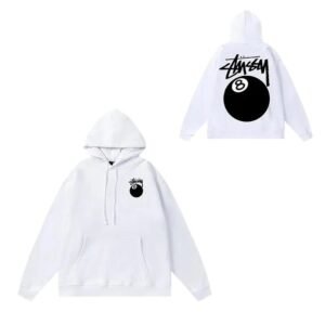 Stussy No.8 Ball Trendy White Hoodie