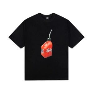 Stussy Oil Drum Print Trendy Cool Black T-shirt