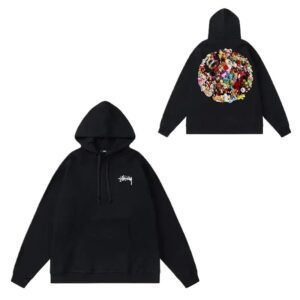 Stussy Playful Style Black Hoodie