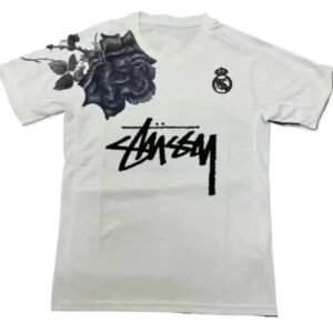 Stussy Rose Graffiti Style White T-shirt