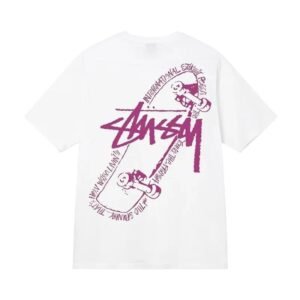 Stussy skateboard print white T-shirt
