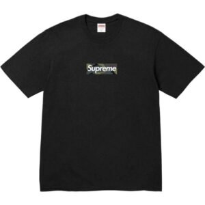 Supreme camouflage-style black T-shirt