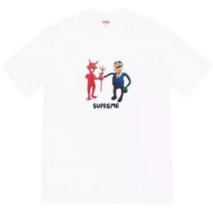 Supreme cartoon printed white T-shirt