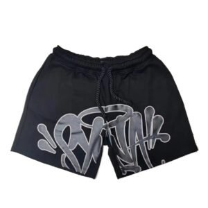 SynaWorld graffiti-style black shorts