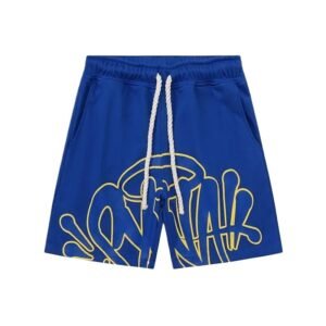 SynaWorld graffiti-style blue shorts