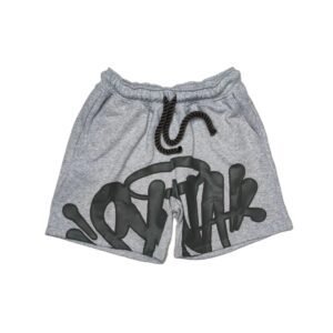 SynaWorld graffiti-style gray shorts