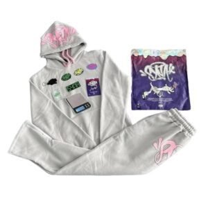 SynaWorld Trendy Brand Graffiti Style Light Gray Sweatshirt