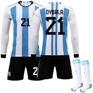 The blue and white striped jersey of Argentina's Dybala.